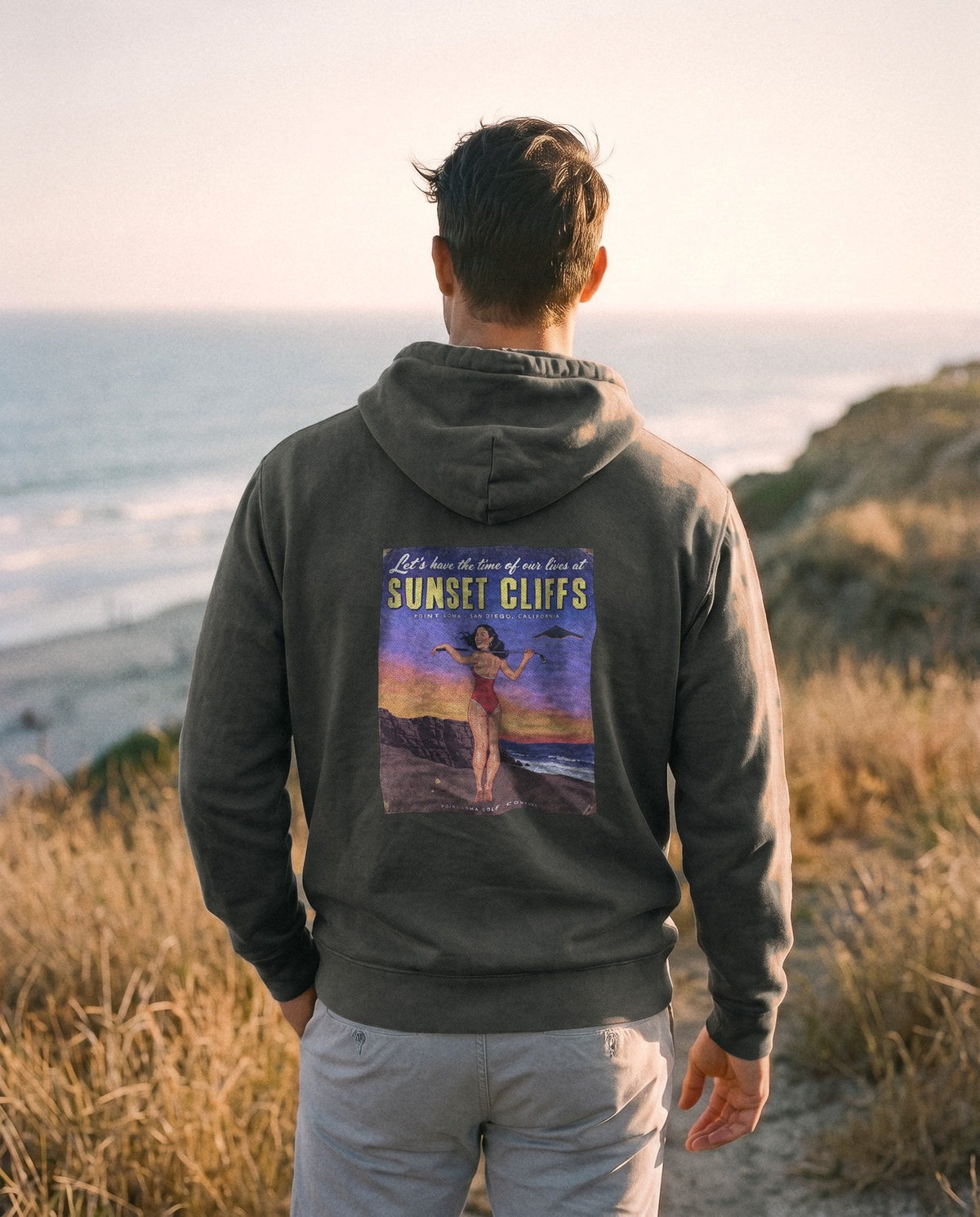 Pepper hoodie, Sunset Cliffs dusk sign on the back