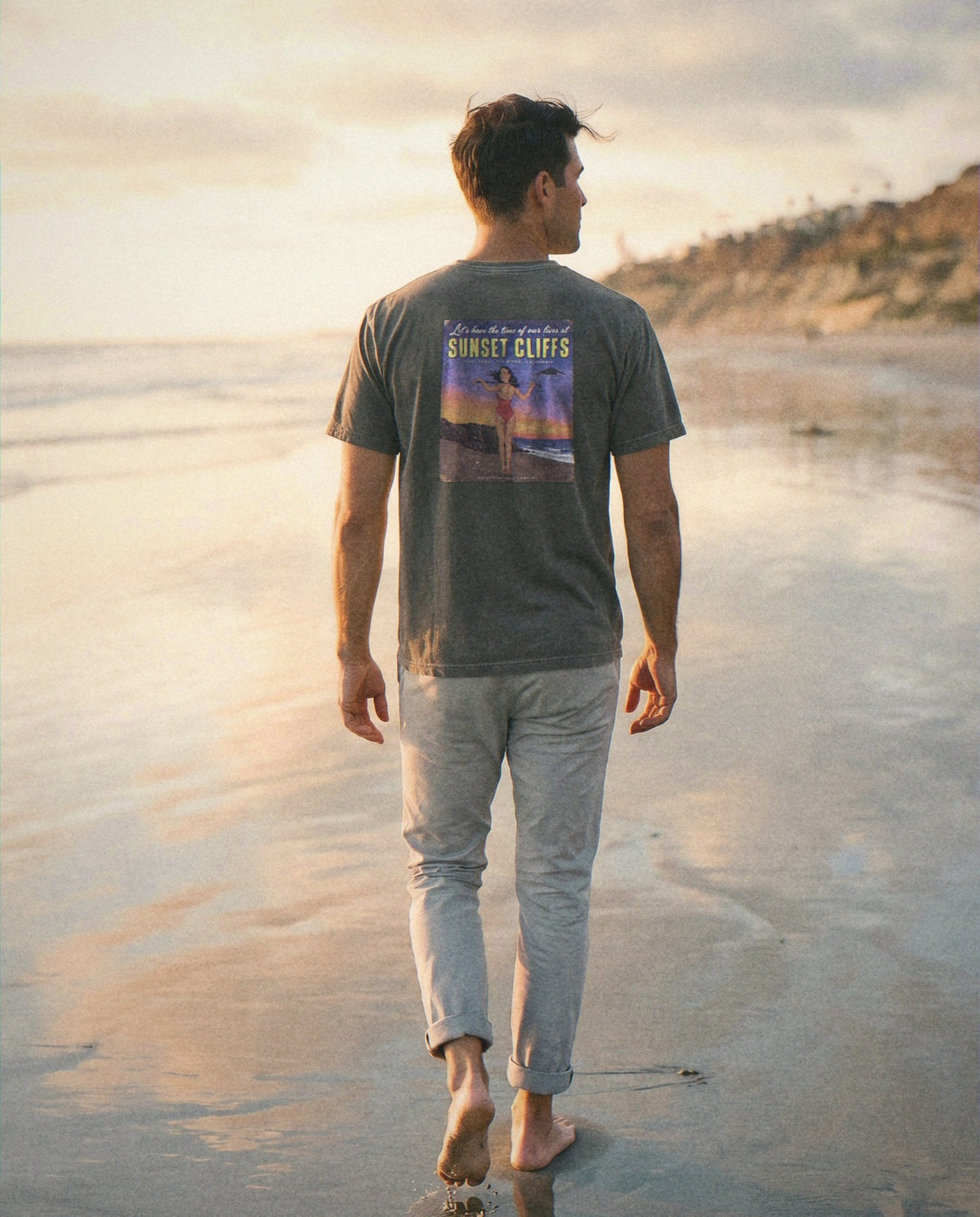 Pepper tee, Sunset Cliffs dusk sign on the back
